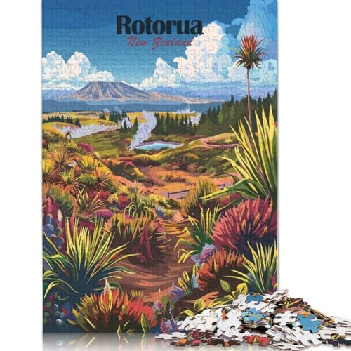Jigsaw Puzzle Rotorua, New Zealand Landscape 1000 Piece Jigsaw Puzzles Wooden Jigsaw Puzzle for Adults 18+ Educational Games 1000pcs (75x50cm)