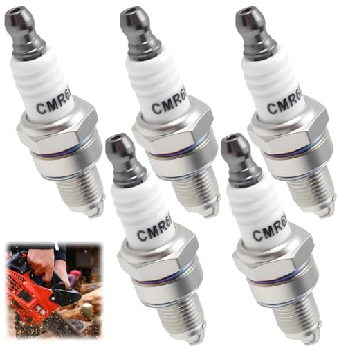 5 Stück Zündkerzen for NGK CMR6H, CMR6H Zündkerze Rasenmäher für MS170 MS171 MS181 MS211 MS231 MS241 MS251 FS90 FS100 FS110 BG56 BG66 BG86 BR500 BR550 BR600 Ersetzt für Bosch USR7AC, NGK 3365 CMR6H