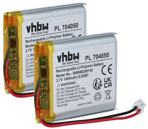 vhbw 2X Akku kompatibel mit Fatboy Transloetje | Edison the petit Tischlampe, Nachttischlampe (1600 mAh, 3,7 V, Li-Polymer)