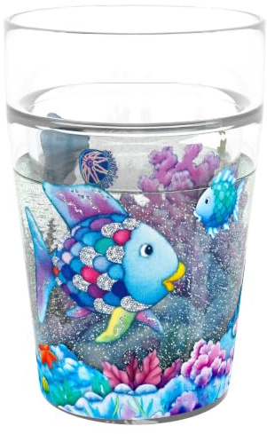 HABA Glitzerbecher Der Regenbogenfisch - Kinder Trinkbecher ab 3 Jahren | Robuster 150-ml-Kinderbecher aus Kunststoff mit schwebenden Glitzerelementen