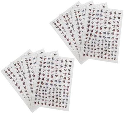 TOYANDONA Adesivi Occhi per Bambole Fai da Te in Carta Autoadesivi 8 Fogli Varie Fantasie per Creazione e Decorazione di Bambole di Resina e Argilla