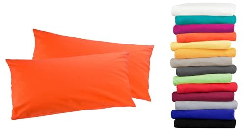Moon 2er Pack Luxury Linon Kissenbezug 100% Baumwolle-orange-40x80