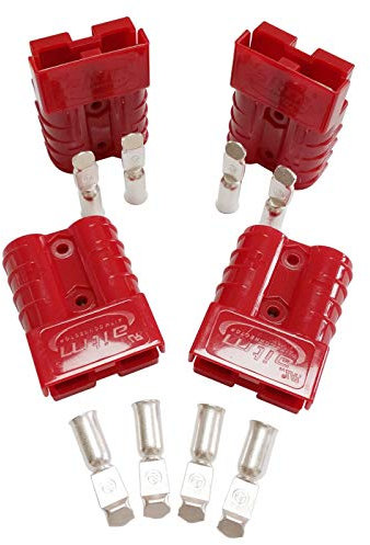 Batterie Connecteur 50A Batterie Connexion Rapide Prise de Connecteur 50Amp 600V Pour Voiture Van Les Modes Moto 4 PCS (Kit 6 Awg, Rouge)