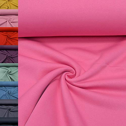 MAGAM-Stoffe Berlin dicker Sweat Stoff Uni innen angeraut und weich Meterware 50cm (04. Pink)