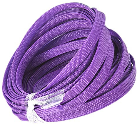 Othmro Manicotti flessibili intrecciati in PET da 10 m di lunghezza, 1 cm di larghezza, guaina e organizzatori in rete metallica flessibile per TV, audio, PC, cavi del computer, da masticare per