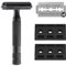 Rockwell Razors 6S verstellbarer Edelstahl-Sicherheitsrasierer mit zwei Kanten + 5 schwedische Edelstahl-Rasierklingen (schwarz)