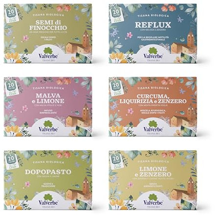 VALVERBE Mix 6 tisane Digestive biologiche - 150 g