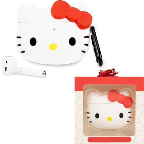 iFace Sanrio - Custodia protettiva in silicone progettata per AirPods 1/2 custodia [moschettone incluso] [compatibile con ricarica wireless] - Hello Kitty