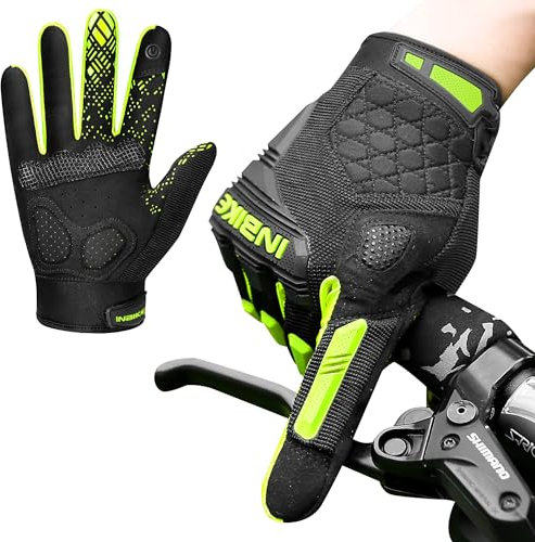 INBIKE Guanti MTB in Gel Antiscivolo Resistenti con 2 Dita Touchscreen per Mountain Bike Ciclismo（Verde,XL）