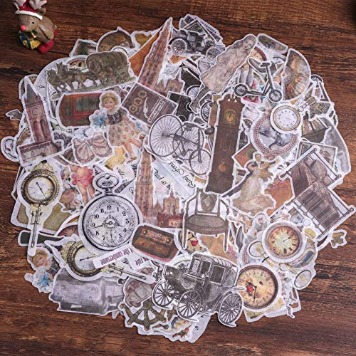 Scrapbooking Aufkleber, Lychii 240pcs Papierdekoration Aufkleber mit Retro-Elementen, Vintage Design Kleber Aufkleber für Craft Scrapbook Album, Kalender Planer, DIY, Bullet Journal