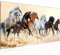 Runa Art Wandbild Pferde 1 Teilig 100 x 40 cm Modern Bild auf Vlies Leinwand Tiere Wohnzimmer Schlafzimmer Beige Braun 032512a