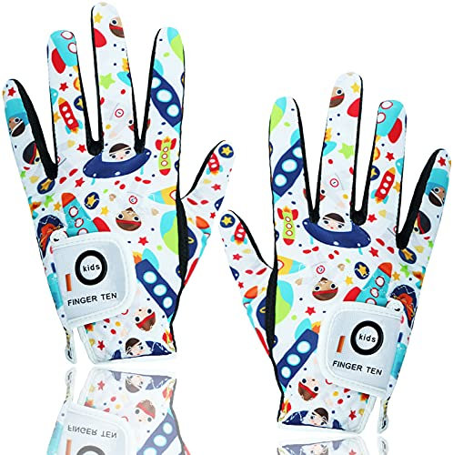 LOVMEAD Golfhandschuhe Kinder Links Rechts 1 Paar, Jungen Mädchen Allwetter Weiß Mikrofaser Rain Grip Golf Handschuh Weicher Komfort Passform Größe S (Weiß-1 Paar, S)