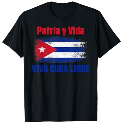 Patria Y Vida SOS Cuba Bandiera Viva Cuba Libre Bianco Maglietta