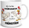 TRIOSK Tasse mit Spruch lustig Ich liebe Hühner Frühstück Oster Eier Huhn Geschenk für Landwirt Männer Frauen Bauern Hühnerliebhaber Ostern, Keramik 300ml