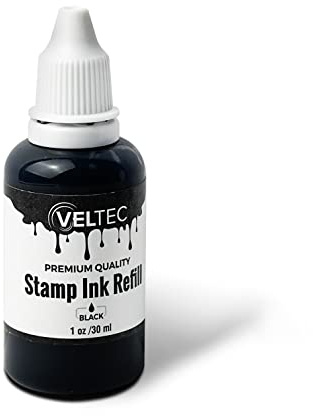 Veltec Self-Inking Stamp Refill Ink, Squeeze Bottle – 1 oz. (Black)