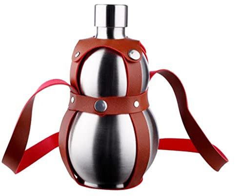 1 Set paranco in acciaio inox portabottiglie in acciaio inox bottiglia di vino all'aperto hulu bollitore fiasco per la conservazione del vino bottiglia di zucca gli sport caraffa