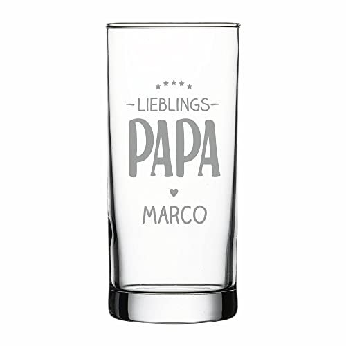 4you DESIGN Personalisiertes Longdrink-Glas mit Namen | Lieblings-Papa| Geschenk-Idee zu Weihnachten, Geburtstag, Mutter- & Vatertag | Saftglas Spülmaschinenfest | Persönliches Präsent | 485 ml