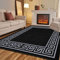 Door Mats Indoor Non Slip Mat Carpet Runners for Hallways Geometrical Border Low Profile Washable Runner Rug for Kitchen, Front Door Hall Hallways Living Room (120 x 170 cm, Black Grey)