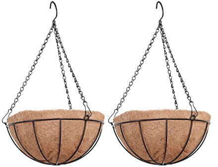 hifrom Macetas colgantes de coco, para exteriores, con cadena, grandes litros de volumen (2 cuencos de coco de 20 cm)