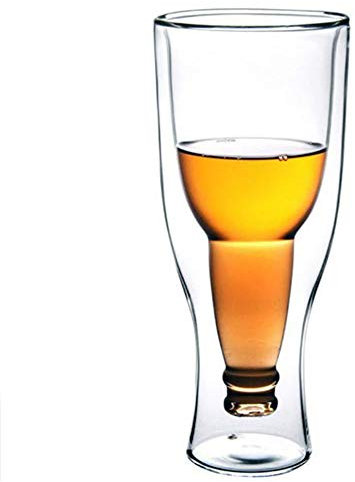 URMAGIC Paroi double Verres à bière,350 ml À l'envers Tasse à bière, verres à boire, tasse à café isolée, chope à bière, tasses en verre transparent, verres à cocktails