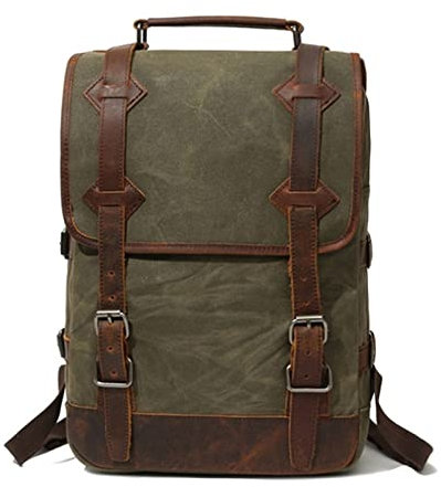 Mochila Hombre para Negocio Trabajo Diario Viaje, Mochila for portátil de cuero de lona vintage grande Mochila Mochila de negocios Mochila informal Bolso de hombro escolar de viaje al aire libre Antir