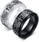 JewelryWe Schmuck 2pcs Fidget Angst Ringe Herren Edelstahl Bibel Gebet Kreuz Anti-Angst Spinner Ring Drehringe Roller Bandringe Stressabbauende Band Gravur Schwarz Silber Größe 59