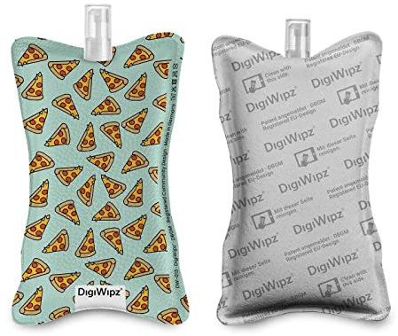 DigiWipz® L'ingénieux nettoyant d'écran 2 en 1 (Pizza Lover) – Nettoyant d'écran pour écrans et écrans tactiles – Éponge en microfibre avec pulvérisateur intégré