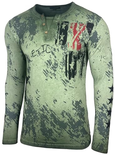 Herren Longsleeve T-Shirt Moderner Männer Langarmshirt Langarm Sweatshirt 702