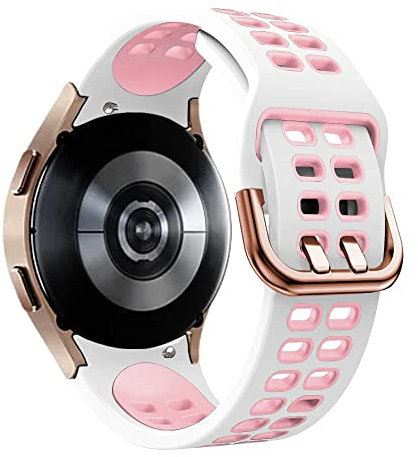 Cinturino Sportivo Compatibile per Samsung Galaxy Watch 6/5/4 40mm 44mm/Watch 5 Pro 45mm/Watch 6 Classic 43mm 47mm/Watch 4 Classic 46mm 42mm,22mm Cinturino di Ricambio in Morbido Silicone,Rosa Bianco