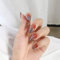 Cimenexe Square Press on Coffin Nails Flamme künstliche Fingernägel Rote Nagelspitzen French Tip Nails Pattern Medium Fingernägel Full Cover Acryl Nail Flame Coffin für Damen und Mädchen 24St