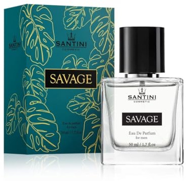 SANTINI Savage Parfum Herren, Eau de Parfum für Männer, Spray, 1er Pack (1x 50 ml) - Geschenke für Manner, Hergestellt aus Französischen Premiumölen