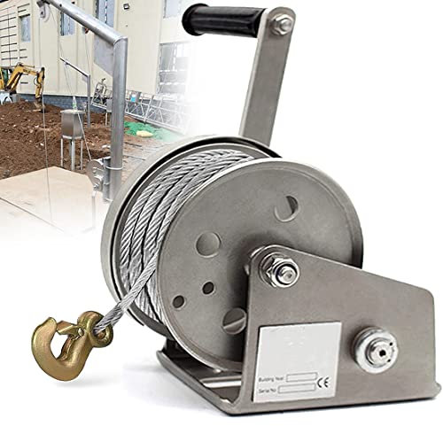 DPDZSW Treuil Manuel, Treuil Manuel Autobloquant Bidirectionnel, Acier Inoxydable, Tracteur, Petite Grue, Pas De Rouille, 1200 LB 1800 LB 2600 LB, Environnement Extérieur,2600lbs-20M