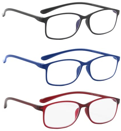 PROFLEX BluOptix mit Blaulichtfilter leicht, flexibel, kratzfest, unisex (Damen + Herren), Computerbildschirm-Technologie Lesebrille +0.0,+1.0,+1.5,+2.0,+2.5,+3.0,+3.5,+4.0
