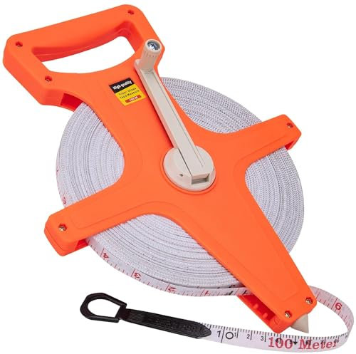 Nimomo Rollbandmaß, Bandmaß Fiberglas Maßband, 100m/330 Fuß Rollmassband Langes Maßband Doppelseitig Glasfaser Massband Offenes Rollbandmaß Masbandrolle Mit Ergonomischen Handgriff Für Ingenieure
