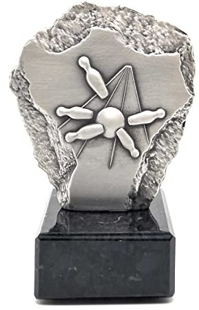 eberin · Metall Pokal Kegeln Alle neune · Kegler Cup · Kegelverein Preis · Metall Trophäe auf Marmor schwarz · Pokal in 4 Farben erhältlich · mit oder ohne Gravur · (Silber-Finish)