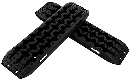 COSTWAY Tablas de Tracción Todoterreno, Alfombrillas de Tracción de 2 Piezas para Nieve, Extracción y Recuperación de Vehículos, para Llantas y Alfombrilla de Tracción (Negro, 107 x 31 x 7 cm)