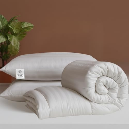 Opulent Home Striped Duvet & Pillow Set – 10.5 Tog All-Season Duvet, Breathable & Hypoallergenic, All UK Sizes - Super King