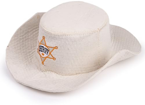 PetriStor Saunahut Sheriff - Saunahut für Herren - Wolle Saunahut - Saunahut für Damen - Badehaushut - Naturfilz Saunamütze (Weiß)