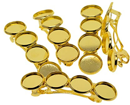 harayaa 5 Stück Haarspangen, blanko, stilvoll, mit blanker, runder Tablettbasis, Haarspangen, Schmuckzubehör für Freizeit, Geburtstagsgeschenk, Party, golden