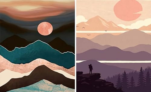 shixpiov Malen Nach Zahlen Erwachsene Sonne 40x50 cm, 2er DIY Handgemalt Knitterfreie Ölgemälde Leinwand Set mit Farbe und 3 Pinsel - für Home Deko Geburtstag Weihnachten Geschenk (Ohne Rahmen)