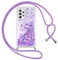 Vauki handyband für Samsung Galaxy A52s 5G/A52 4G/5G Hülle mit Band, Silikon Durchsichtig Transparent Flüssig Glitzer mit Kette Kordel Treibsand Necklace TPU Schutzhülle Case für Samsung A52s, Lila