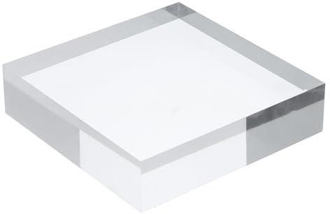 QUARKZMAN Base Supporto Espositore Acrilico 5x5x1 Pollici Solido Trasparente Quadrato Espositore Alzata per Esposizione Commerciale o Casa Collezioni Gioielli