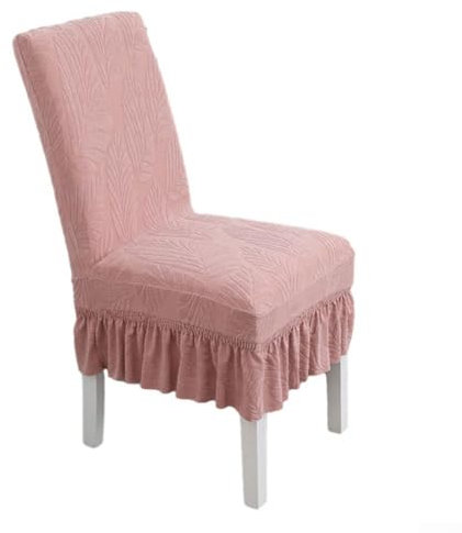 Hasaller Stuhlhussen mit Faltenrock, Esszimmerstuhlhussen, Stretch-Stuhlhussen, Esszimmerstuhl, Schonbezüge für Esszimmer, Bankett, Party, Heimdekoration (Rosa)