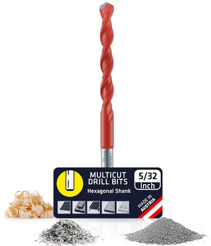 Alpen Multicut Drill Bit 5/32 Zoll Bohrer für vielseitiges Bohren in Fliesen, Mauerwerk, Metall, Holz und Kunststoff – langlebiges Hartmetallspitzen-Bohrer-Set mit Sechskantschaft (sechseckiger