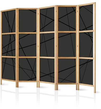 murando - Paravent Innen Raumteiler Holz Abstrakt 225x172 cm 5-teilig Japanische Trennwand Raumtrenner Room Divider Mobiler Sichtschutz Spanische Wand Raum Abtrennung braun a-A-0521-bh-c