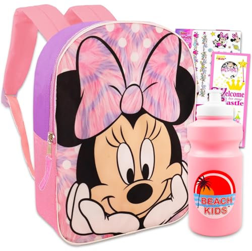 Minnie Mouse Backpack for Girls Set - Bundle with 15” Minnie Mouse School Backpack Plus Water Bottle, Tattoos, More | Minnie Mouse Backpack for School, Minnie Mouse Backpack for Girls, Minnie Mouse