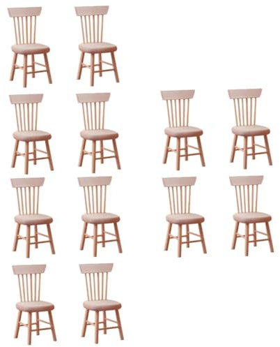UPKOCH 12 Pcs Mini Chair Kid Toy Tiny Furniture Playhouse Accessories Household Decor Small Home Decor Dollhouse Miniatures Kids Toys Decor for Table Desk Decor Wooden Bamboo Decorations