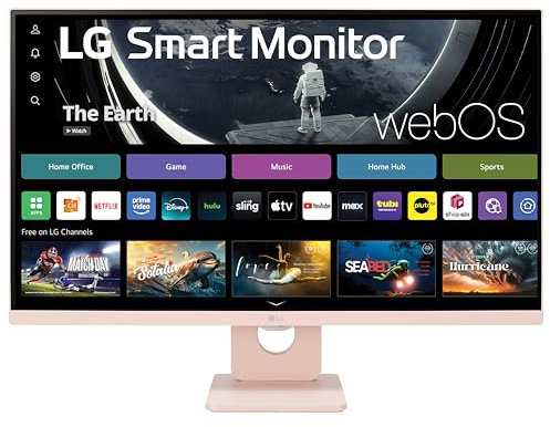 LG 27SR50F-P MyView Smart Monitor 27 FHD (1920x1080) IPS Display, webOS 23, HDR 10, x2 altoparlanti integrati, AirPlay 2, condivisione schermo, Bluetooth, app ThinQ, telecomando, rosa