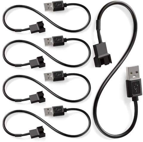 KUOQIY 5 Piezas 30cm Cables Adaptadores de Alimentación USB a 3 Pines/4 Pines PWM 5 V, USB a 3 Pines/4 Pines Cable Conector Adaptador de Ventilador