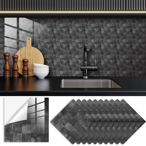 Pegatinas De Azulejos Mosaico Gris Resistente Al Agua Pegatinas De Azulejos De Pared,Pared Cocina,Calcomanía De Pared Pegatina De Pvc Para Decor Azulejos Muebles Baño15X15Cm
